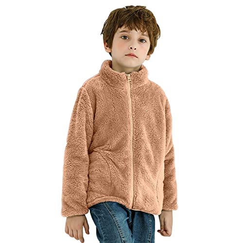 Toddler Boys Girls Long Sleeve Winter Solid Zippered Coat Jacket Thicken Warm Outwear Girls (Khaki, 11-12 Years)2