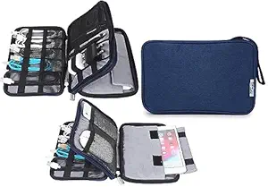 SaleOn Portable Storage Organizer Bag for Earphone USB Cable Power Bank Mobile Charger Digital Gadget Hard Disk, Water Resistance Material - Blue