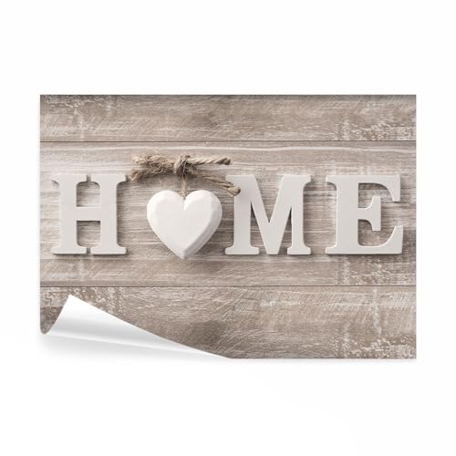 decomonkey Fototapete Home Haus 400x280 cm XXL Design Tapete Fototapeten Vlies Tapeten Vliestapete Wandtapete moderne Wand Schlafzimmer Wohnzimmer Holz Herz Vintage