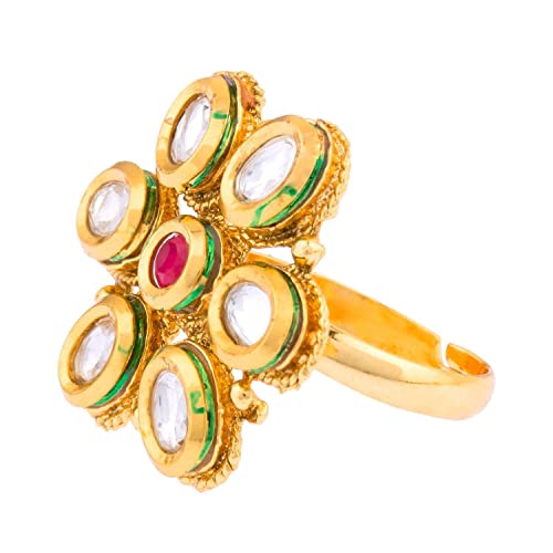 Efulgenz Indian Rings for Women Bollywood Traditional Antique Crystal Kundan Adjustable Big Ring Finger Bridal Wedding Jewelry4