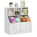 Uneeruiqy Kids Bookshelf and Wooden Toy Storage Organizer, Kids Toy Storage Cabinet for Kids Rooms, Playroom, Bedroom, Nursery, Daycare, Living Room, Easy to Assemble, White