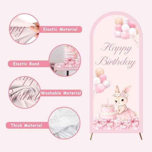 Fondo decorativo rosa con tema de conejo para fiesta miniatura 7