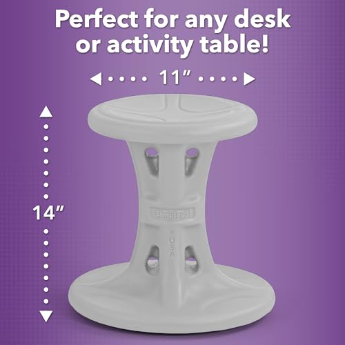 Image of Simplay3 Play Around Wiggle /Wobble Kids Flexible Active Sitting Chair /Stools (2-Pack) to Improve Focus, Posture, Strengthen Core - Ages (5-8) 14 inch Cloud Gray - Made in The USA