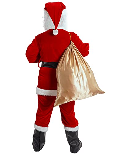Gardentime Santa Claus Costume For Men Santa Suit Adult 11Pcs Christmas Deluxe Red Velvet Outfit Xmas Holiday Party Cosplay M #TOP3