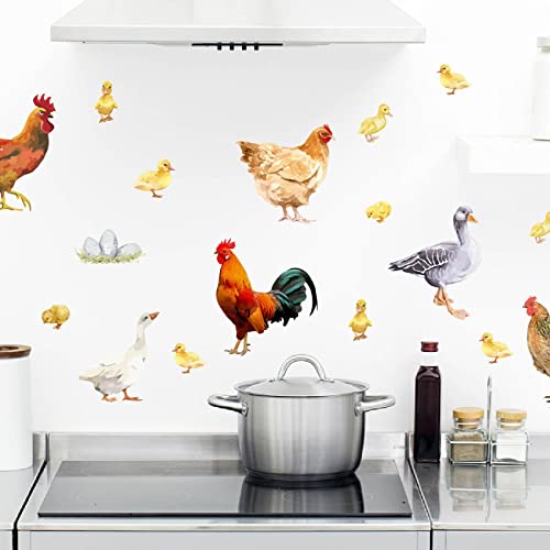 PLIGREAT Farm Poultry Rooster Chickens Duck Wall Stickers, Peel and Stick Wall Decals - Image 4
