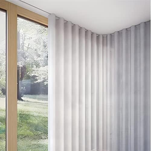 Deckenvorhangschienensystem aus Aluminiumlegierung, biegbare Raumteilerstange für Badezimmer, Erkerfenster, Balkon, flexible 1,5 m Befestigungslösung
