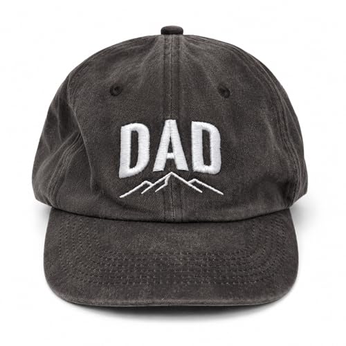 Image of Dad Hat for Men, Washed Cotton Baseball Cap with Brown Leather Patch, Adjustable