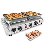 ALDKitchen Mini Dutch Pancake Maker | Electric Poffertjes Machine | 50 Pcs | High Capacity | Stainless Steel | 110V (25+25 Pcs)