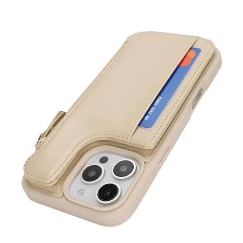 Étui en cuir crème iPhone 16 Pro Max chic haute protection antichoc pour femme - 7