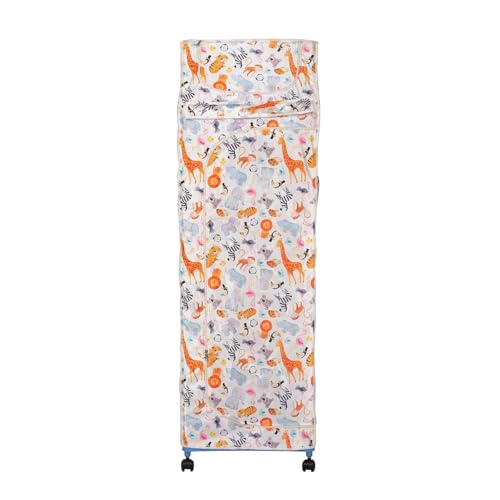 Image of YouCopia Baby Wardrobe Plastic Kids Storage Rack with Fabric Cover & Wheels | 6-Tier Plastic Shelves Organizer | Toy, Book & Clothes Storage Cabinet for Kids Room (Animal)
