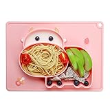 ✿ Hace que la alimentación sea más fácil: con compartimentos separados, divertido y bonito diseño atrae la atención del bebé, aumenta el apetito del bebé. El plato de silicona es adecuado para bebés de más de 10 meses.