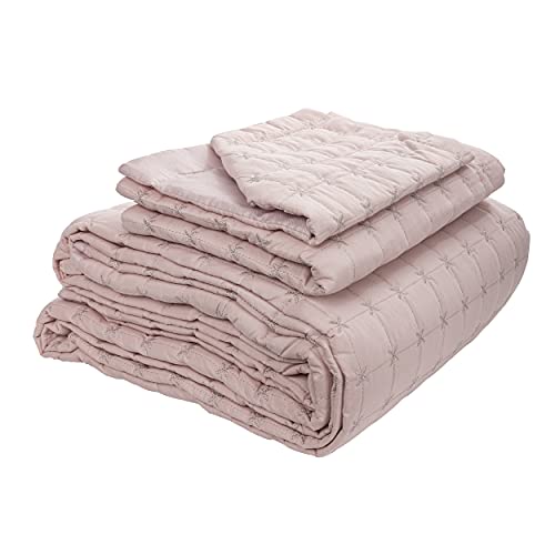 4-in-1 XXL STERN Micro Stoff Gestepptes Tagesdecken-Set | Übergröße Doppelbett Tagesdecke (260x260)cm x 1 | Kissenbezug (60x80)cm x 2 | Dekokissenbezug (35x50)cm x 1 | Hergestellt in der Türkei