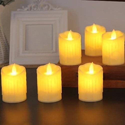 Image of SATYAM KRAFT 12 Pcs LED Tea Light Dancing Candles | Flameless & Smokeless | Multicolor Acrylic Design | Home Decor, Festival, Anniversary, Birthday, Gifting, Diwali & Ganpati Decoration