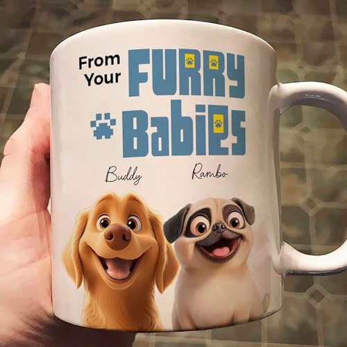 From Your Furry Baby Mug - Personalized Cartoon Dog Mug For Dog Owner, Dog Lover, Dog Moms, Dog Dads, Him, Her With Funny Quotes Design We'd Tell You We Love You Mug