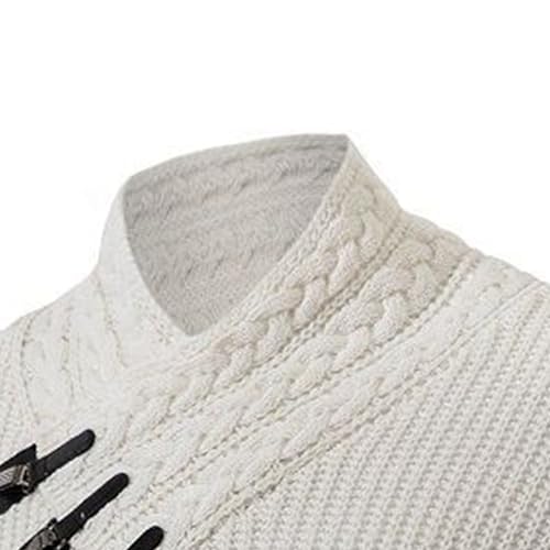 Men's Shawl Collar Sweaters Buckle Casual Slim Fit Punk Pullover Man Long Sleeve Knitted Basic Ribbed Tops3