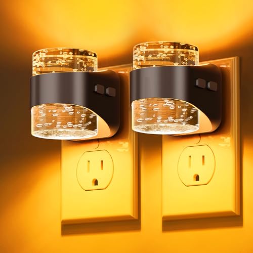 Image of L LOHAS LED Night Light, Bubble Night Lights Plug into Wall, 2 Pack Night Lights with Dusk-to-Dawn Sensor,Dimmable Amber Pulg in Nightlights for Rooms Bathroom Hallway