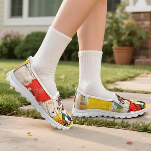 Womens Walking Shoes Cute Mesh Flats Slip on Loafer Casual Ballet Flat Nurse Dress Work Shoes4