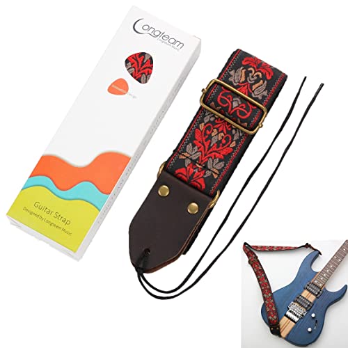 MuzcYM Sangle de Guitare, Sangles de Guitare Vintage Brodées Vintage Tissées avec Extrémités en Cuir Véritable pour… - Les Beatles, Paul McCartney, John Lennon, RIngo Starr, George Harrison MuzcYM Sangle de Guitare, Sangles de Guitare Vintage Brodées Vintage Tissées avec Extrémités en Cuir Véritable pour… – Image 6