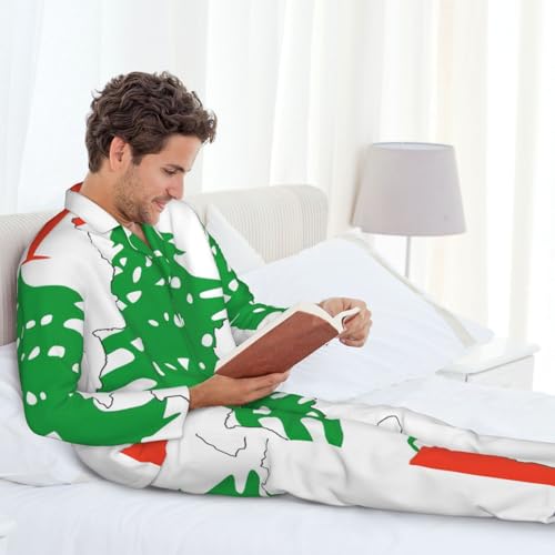 Ensemble de détente imprimé carte Liban pyjama classique doux