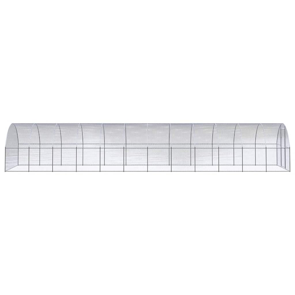 Gallinero exterior 3 x 12 x 2 m, gran cercado de acero galvanizado con rejilla de alambre, caño estable para gallinas y aves de corral para pollos, patos y animales pequeños