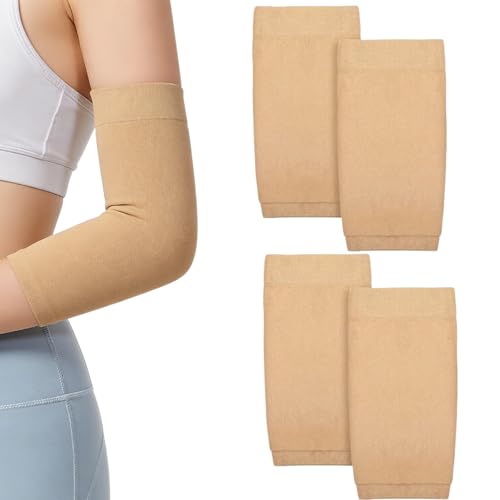 judero Tattoo Cover Up Sleeves 2 Pairs Forearm Compression Sleeve Nude Tattoo Sleeve Cover Breathable UV Protection Arm Sleeves for Men Women Invisible Concealer for Work and Sports