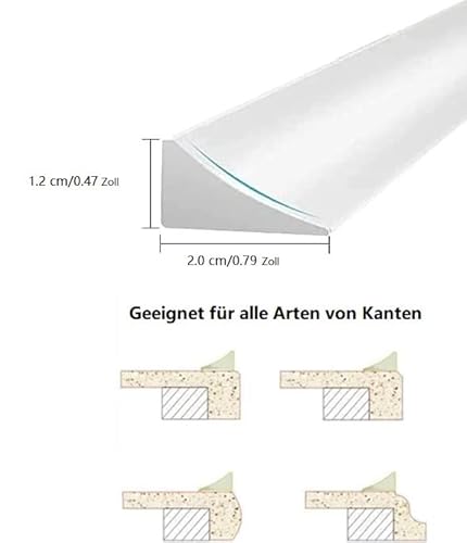 Wasserdichte Silikonstreifen für Bäder und Küchen, Dämme, selbstklebende Wassersperren, für Badumrandungen, Küchenspülen,Verhindert das Überlaufen von Wasser (305cm/120Zoll,Weiß)