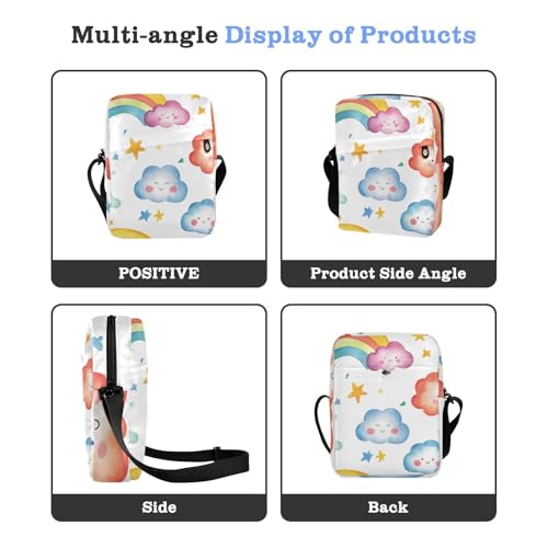 Crossbody Bag Cute Rainbow Cloud Messenger Bag for Women Men Purse Shoulder Bag Satchel Bag with Adjustable Strap 202b67234