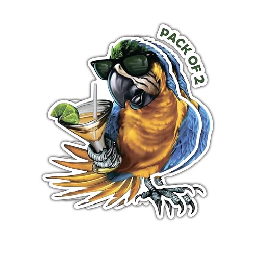 Image of Thats It! Blue Macaw Tropical Drink Vacation Relax Stickers | Removable Decal Car Bumper | Indoor Outdoor Window Sticker | Vinyl Decal for Laptop, iPad | Waterproof & Long Lasting | TI - 354