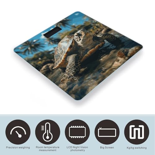 Báscula digital de baño con diseño de tortuga y palmeras miniatura 3