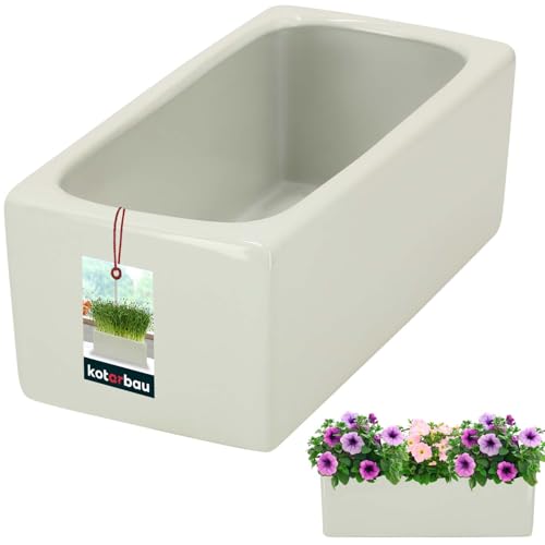 KOTARBAU® Blumentopf rechteckig innen Keramik glasiert Weiß 24 x...
