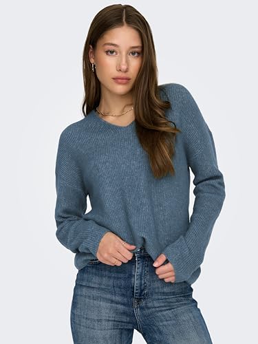 ONLY Damen ONLCAMILLA V-Neck Strickpullover 2-Pack, Blue Mirage Melange/Dark Grey Melange, M 2
