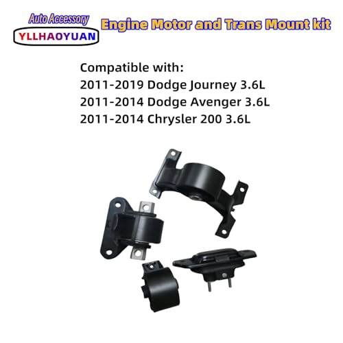 Yllhaoyuan YYAA17 Engine Motor Mount Set Compatible With 2011 2012 2013 2014 2015 2016 2017 2018 2019 Do-Dge Journey 3.6L Fwd 2011 2012 2013 2014 Do-Dge Avenger Chrysler 200 3.6L A5551 A5443 A5632 A5543 thumb #1
