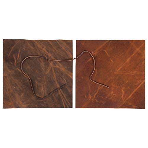 Genuine Leather Fabric Leather Sheets For Leather Earrings, Leather Wallet & Crafts – Full Grain Buffalo Leather, Not Faux Leather Sheets – Dark Brown & Russet Brown (2 Sheets + Cord) By Moonster® #TOP7