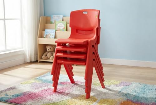 Image of Prima Baby Plastic Chair 120 Set of 4 |Strong Durable and Comfortable with Backrest for | Kids | Study | Play for Home /School /Dining for 2 to 6 Years Age, Red Color