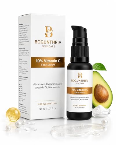 Image of 10% Vitamin C Face Serum with Glutathione, Hyaluronic Acid, Avocado Oil and Niacinamide, 30 ml