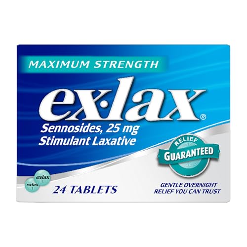 Ex-Lax Maximum Strength Stimulant Laxative Constipation Relief Pills for Occasional Constipation, Gentle Laxatives - 24 Count