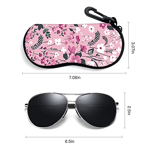 Image of Sunglasses Soft Case with Carabiner Ultra Light Neoprene Zipper Glasses Case