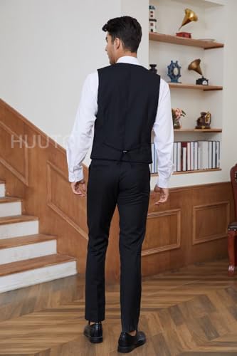 HUUTOE Men's Tuxedo Suits 3 Piece Slim Fit Stylish Party Wedding Prom Formal Christmas Double Breasted Suit with Bow Tie3