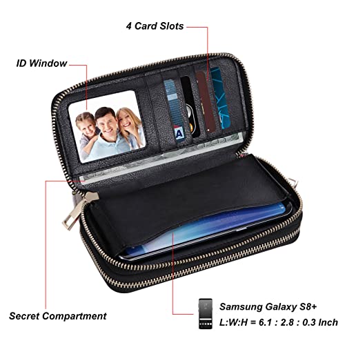 Image of Cellphone Wallet for Women Dual Zipper Long Purse with Removable Wristlet