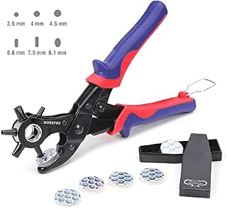 WORKPRO Szczypce do otworów rewolwerowych Szczypce do otworów Pasek Skórzany Pas Puncher 255 MM Dziurkacz Okrągły 3,5-4-4,5 MM Prostokątne 6,6-7,5 MM Owalne Gwizdki z otworami 6,1 mm