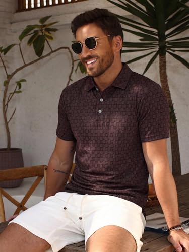 Image of TAGDO Men's Cotton Premium Casual Jacquard Fabric Polo T Shirt for Man | Collar | Half Sleeve | Comfortable Fit with Modern Style | Trendy Look (2067)