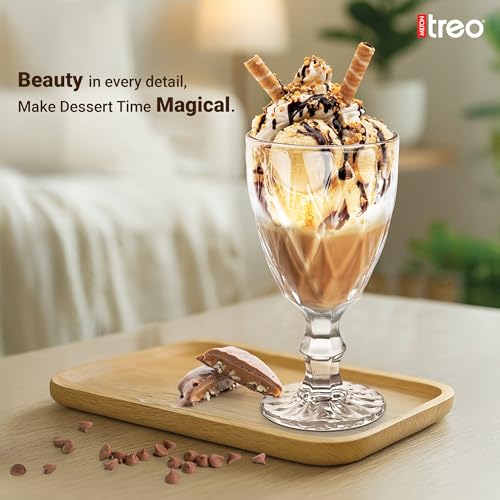 Image of Treo by Milton Regalia Goblet 300 ml I Tall Dessert Bowls with Wide Mouth for Easy scooping Ideal for Serving Sundaes ice Cream or Layered Desserts I for cafes, Parties, or Treats at Home I Set of 6