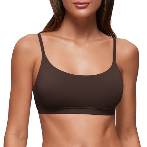 CRZ YOGA Softhold Women's Double Lined Bralettes - Scoop Neck Adj...