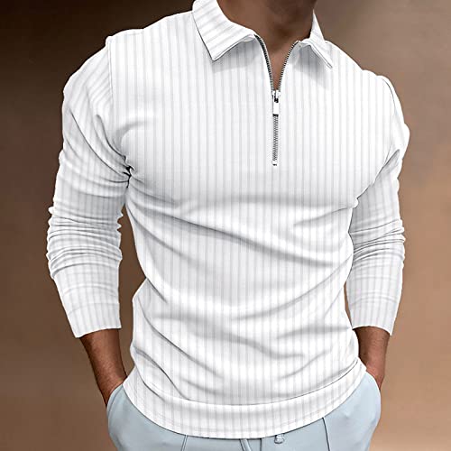 Men's Long Sleeve Polo Shirt Zip Neck Business Casual Tops Ribbed Workout Tee Shirts2
