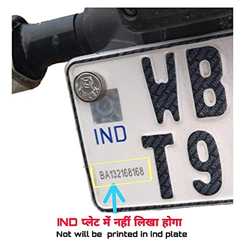 Image of IND accesorise Decorative Custom Plate and Black Plastic Frame, Bike Size White | Pack of 4 (RED)