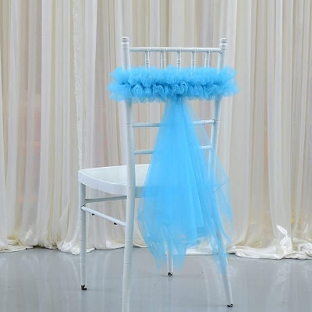 Wedding Chair Decoration Organza Chair Sash Flower Knot Band Gold/Blue/Pink/Purple Elastic Ribbon for Wedding Party Banquet Green(Lake Blue)