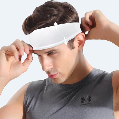 Image of 5 Pack Sports Headband for Men, Breathable Mesh Design, Reused & Washed Mens Headband Sweat Bands for Running Yoga Fitness Workout