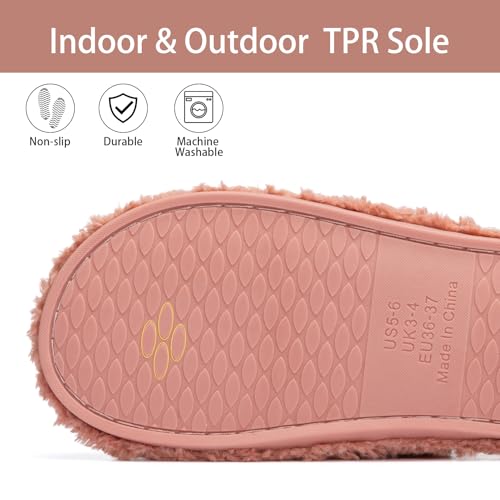 Image of GOEWY Fuzzy Open Toe Slippers for Women Indoor Cozy Memory Foam Slip On House Slides Shoes Gifts for Womens Her Mom