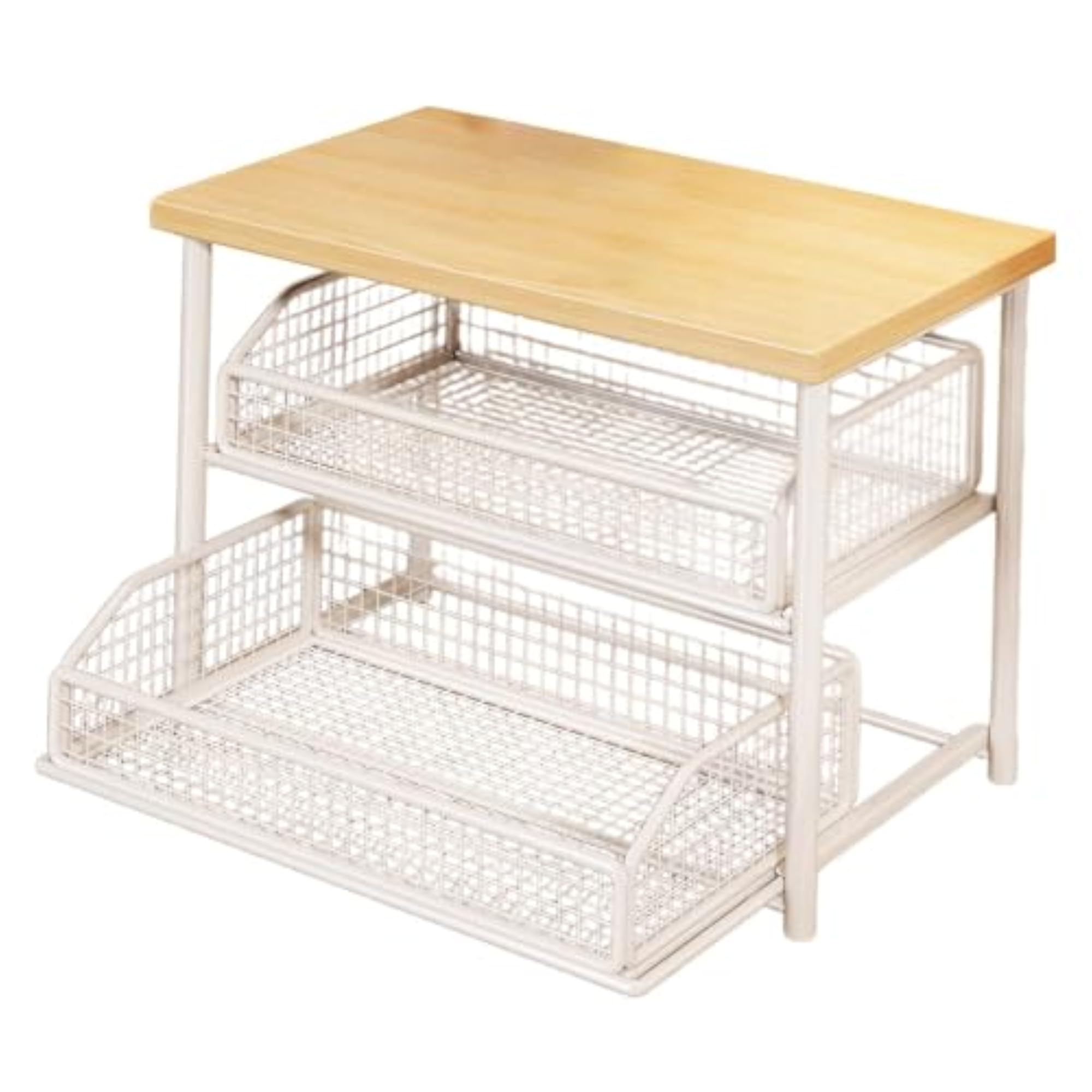 2-Tier Kitchen Microwave Storage Rack for Coffee Machine, Sturdy Wood