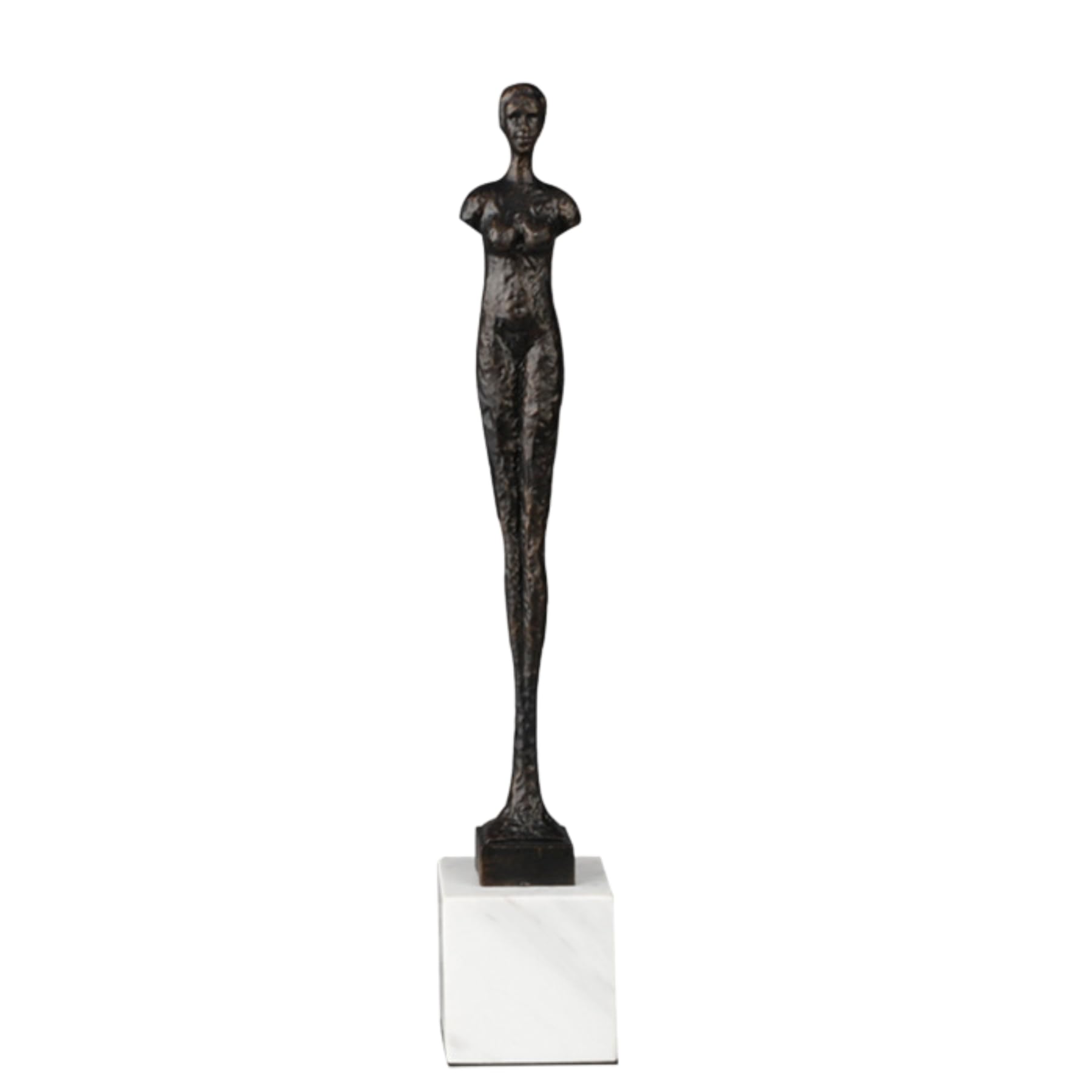 Aottsd Men's 18.5" Fe Black Abstract Metal Armless Couple Sculpture Marble Base Modern Decor 18.5In